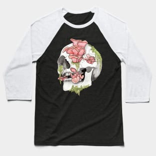 Pink Oyster Mushroom Skull Baseball T-Shirt